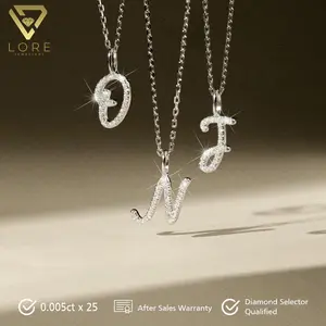 Kalung Moissanite Lapis Emas Putih 18K - Alfabet Silver Moissanite Necklace - Lore Jewellery