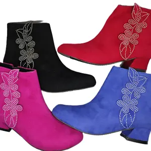 Sepatu boots fhasion anak Resleting Variasi Bunga mutiara kece Terlaris ukuran 26-35 Fashion sepatu  vintage  anak  perempuan