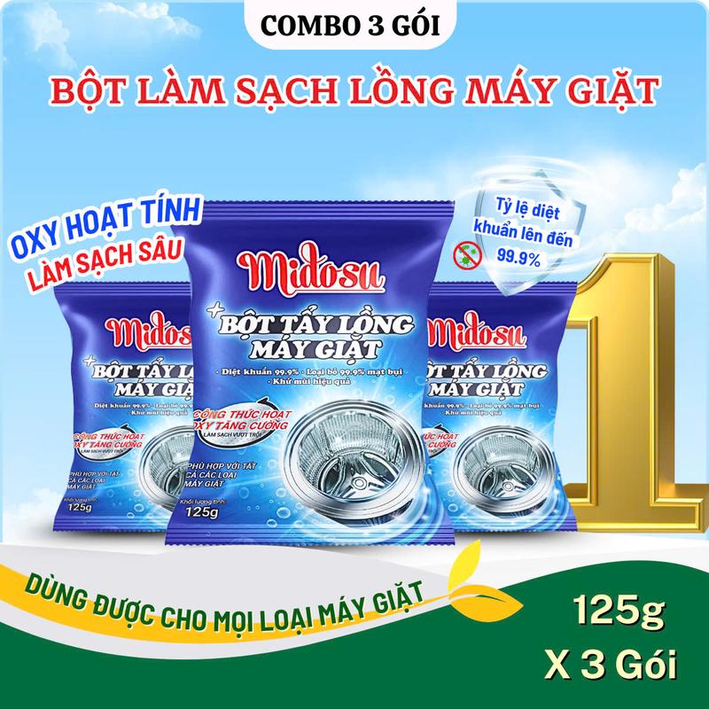 COMBO 3 Gói Bột Vệ Sinh Lồng Máy Giặt Giúp Làm Sạch Lồng Giặt Hiệu Quả