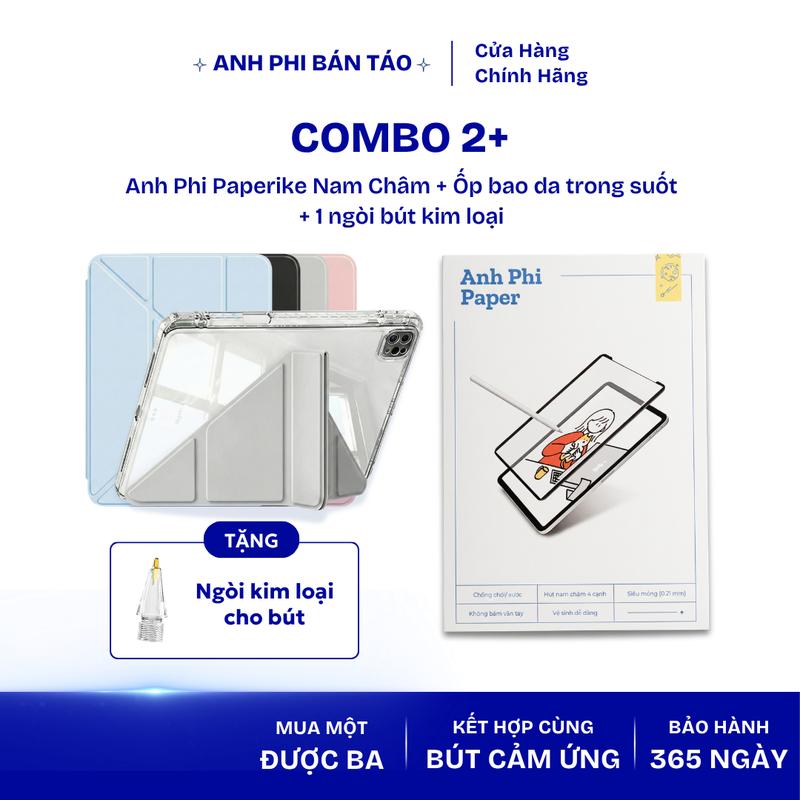 Combo Ốp, Paperlike Nam Châm và Ngòi Kim Loại, Anh Phi Bán Táo, Nâng Tầm Trải Nghiệm Viết & Vẽ Trên Ai Pad