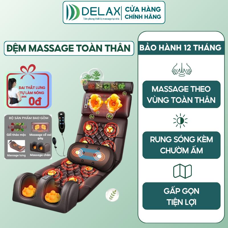 Đệm Massage Toàn Thân Đa Năng DELAX - Massage Vai Cổ Eo Lưng Bắp Chân Chân Và Gối Massage TMS01