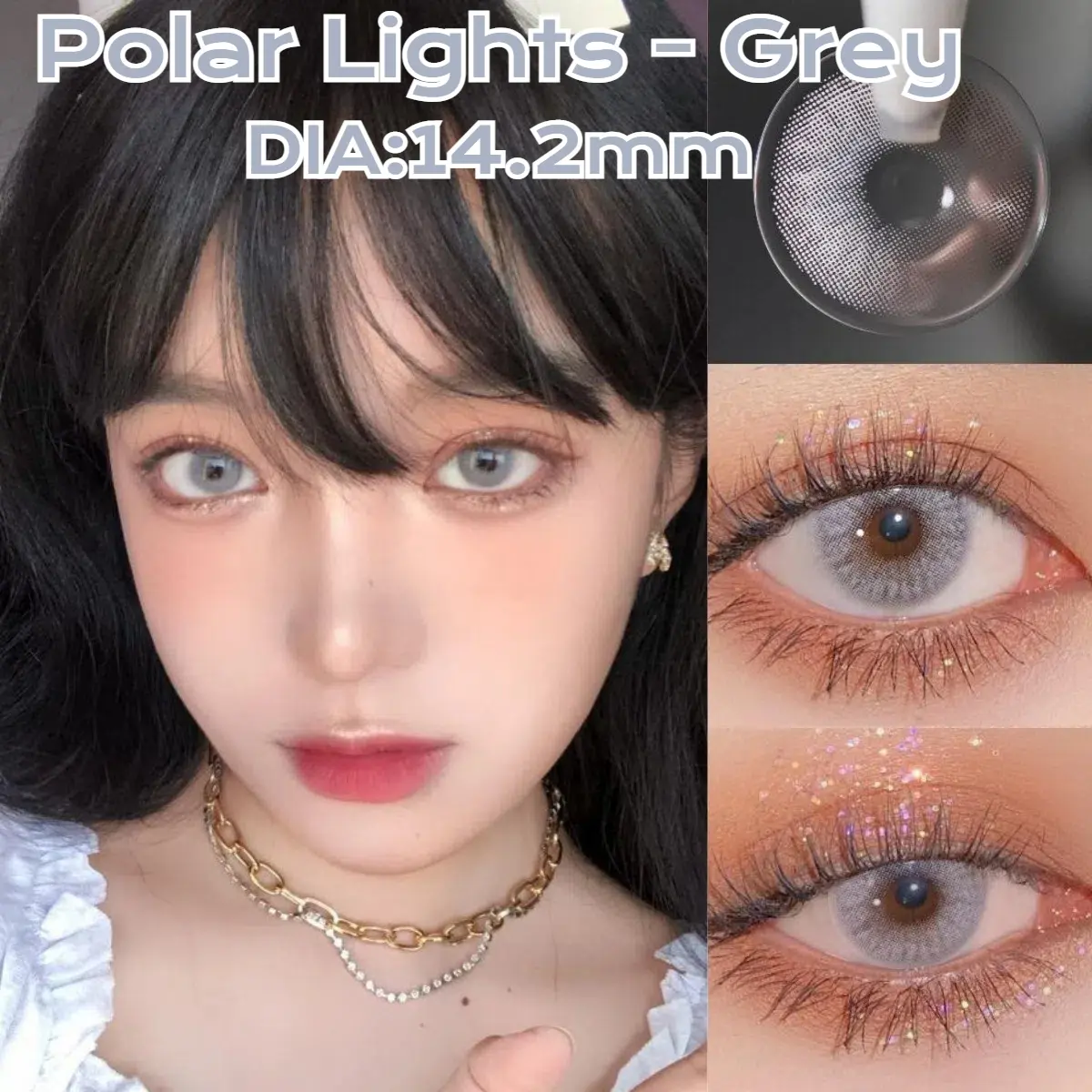 Polar Lights seri Grey Brown Green 14.2mm [minus0-6.00] Contact lens Soflen Lensa