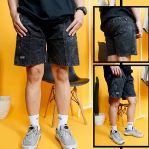 Celana pendek pria (premium) boardshort kekinian terbaru distro cowok Karet Nyaman Twill Dewasa Keren Santai Pantai Hitam katok laki laki jeans  Katun Chino atas lutut kolor celpen  Melar Kain Panjang Navy