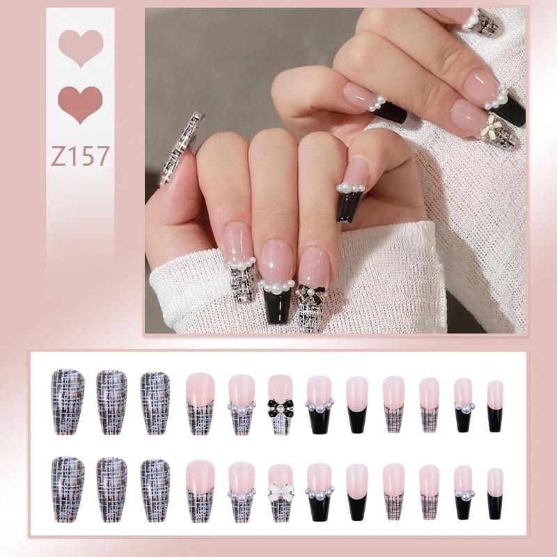 Product Introduction of [Free Jelly Glue] French Manicure Short False Nails Manicure Fake Nails Fake Nails Cute Fake Nails Angry Nails Short Nail Polish 18