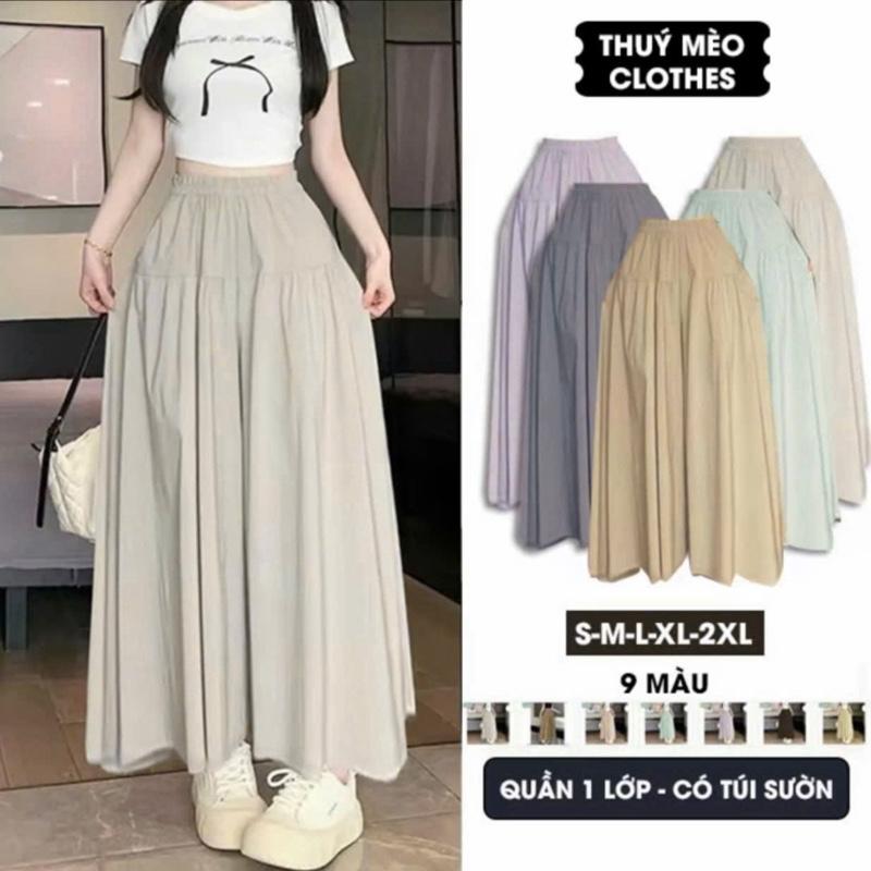 Quần Váy Nữ Nhún 2 Tầng Xinh Xắn  BiG Size. Quần Váy Cạp Cao Lưng Chun Che Khuyết Điểm Tiện Lợi Dễ Phối. Women Bo Chun quan hack dang quần  ngố quần  thun ống rộng culottes  quan dui ong cuc rong