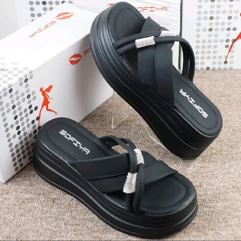 Sandal wedges wanita original sofiya 9067-1 terbaru Sandal kasual Anti slip Sendal Karet 2
