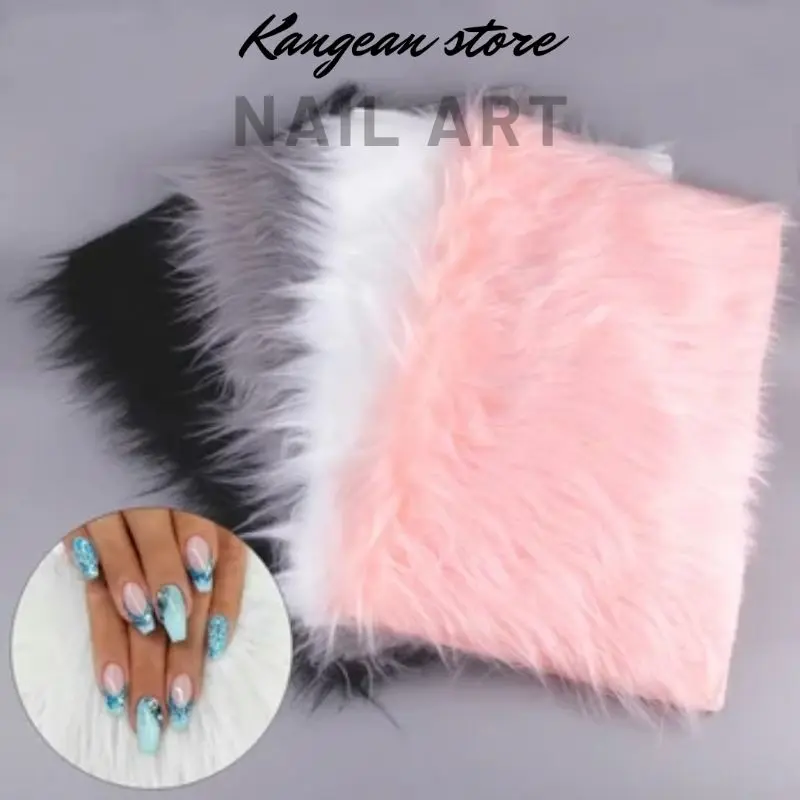 Alas Foto Bulu hasil Nail Art Display Baground Tatakan Nail Art Karpet Bulu Alas Foto Produk Taplak Meja Aestetik Kain Bulu Korea Kecil Minimalis