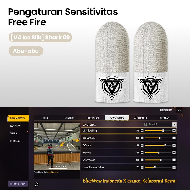 ‌BlueWow V4 Ice SilkFinger Sleeve/Pro Lengan Jari- Putih Sarung Jari Gaming Generasi Baru - Material Ice Silk/Shark Gaming-Material Nanofiber Premium | High Sensitivity & No Miss Touch | Anti-Sweat + Screen Safe untuk Garena/PUBG/MLBB