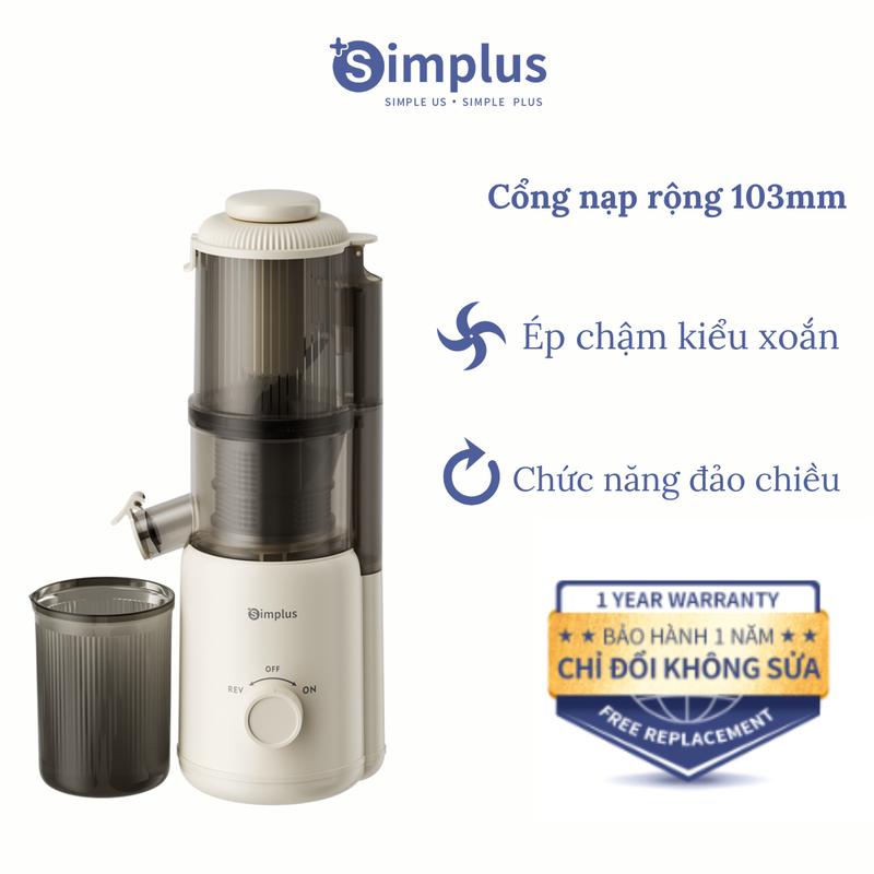  SimplusVn Máy Ép Chậm Trái Cây ZZJH009 Miệng Máy 10.3CM Máy Ép Nước Hoa Quả Đảo Chiều Tránh Tắc Nghẽn Tiện Dụng Cho Gia Đình  Bảo Hành 1 Năm Chỉ Đổi Không Sửa 