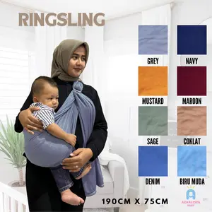 Gendongan Bayi Ringsling Kaos Multifungsi Cuddle Me Tanpa Celah - Azkalisya Baby - Jarik, Ransel squirell olive