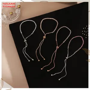 TJ Gelang Serut Milano Diamond Rhinestone Adjustable Bracelet Wanita Fashion GL013