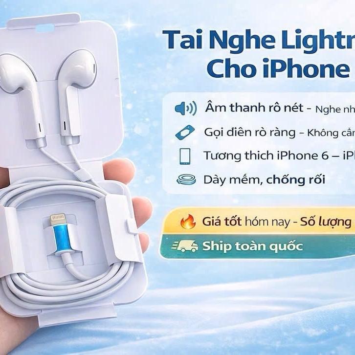 Tai Nghe Lightn Cho iPhone 6-14promax Âm Thanh Rõ Nét Gọi Điện Rõ Ràng Dây Mềm Chống Rối