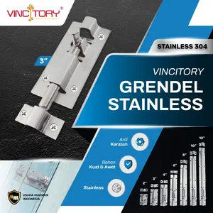 VINCITORY Grendel Stainless FREE SKRUP Grendel Pintu / Jendela Stainless Asli Tebal PREMIUM