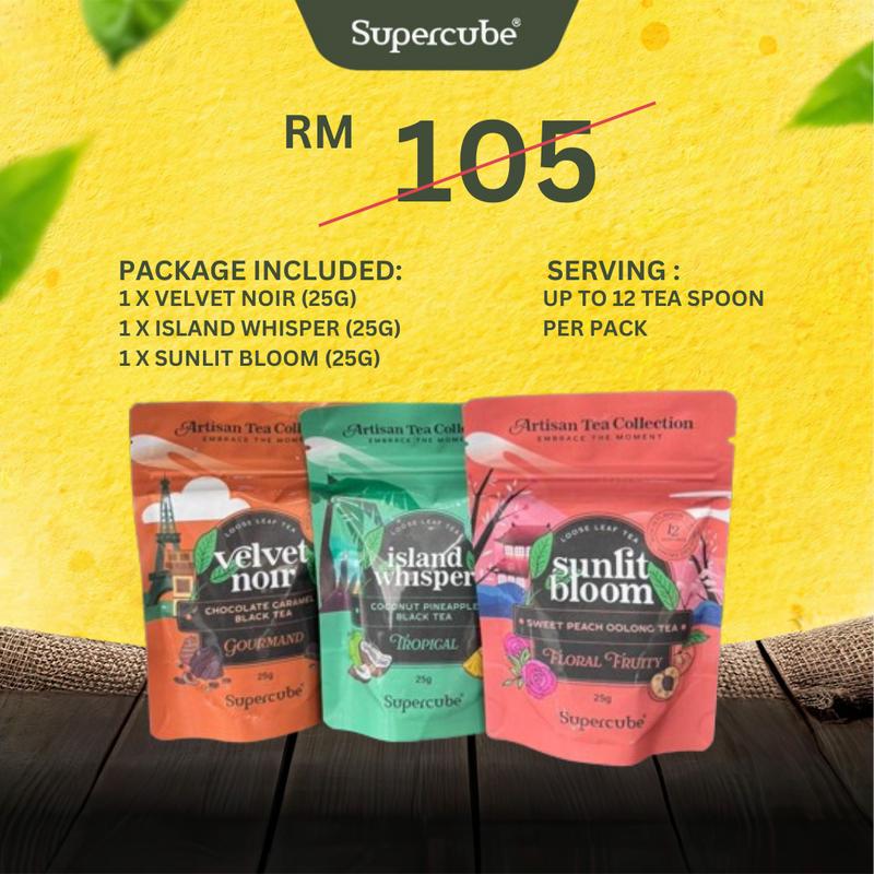 [COMBO 3 Flavour 25g] Mix Trial - Supercube Loose Tea Series (Daun Teh ...