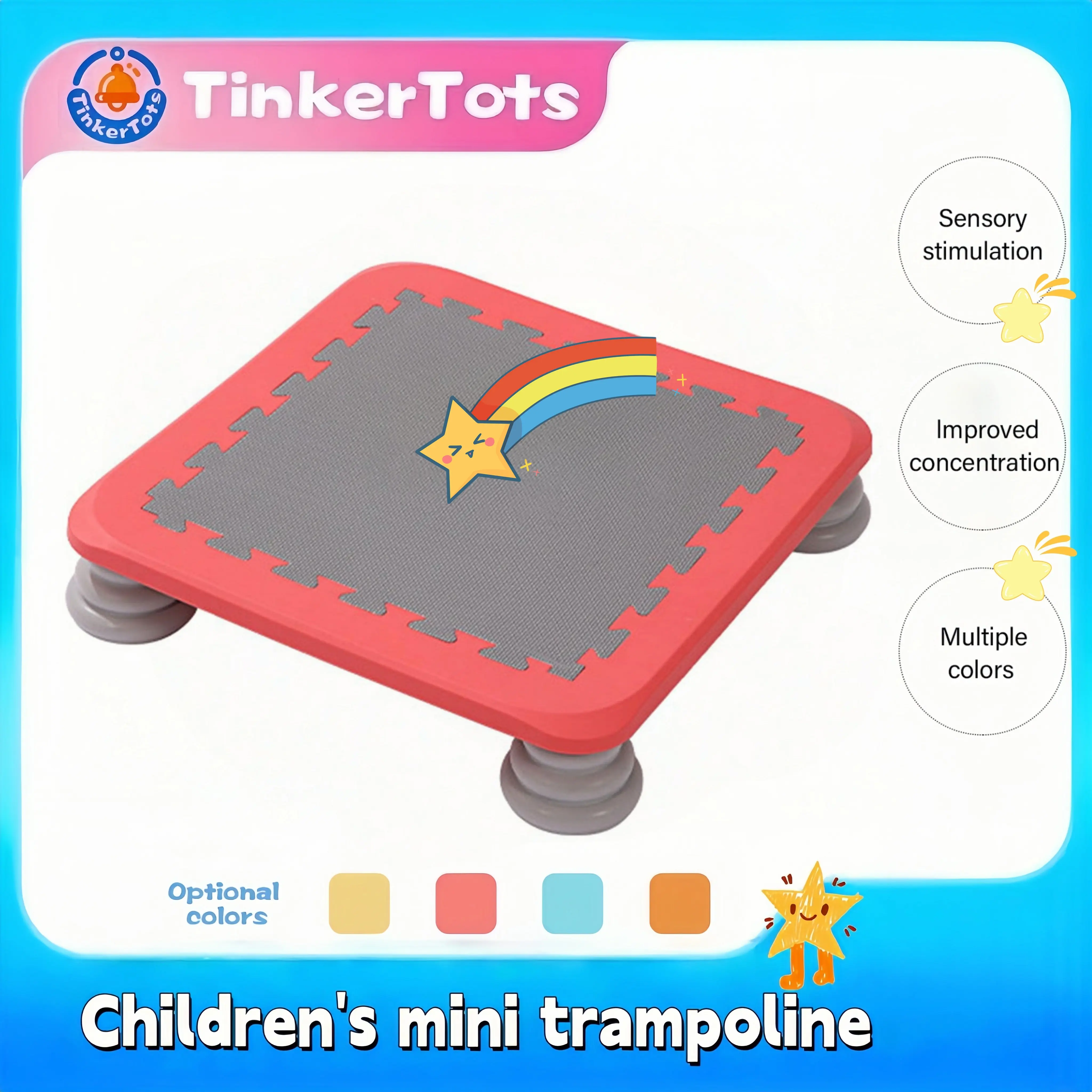 Autism Kids Trampoline,Sensory Jumping Workout Toys,25 Inch Mini Trampoline,Toddler Indoor Trampoline w/Non-Slip Base, Children Bounce Trampoline for Sensory Integration Training, Good Gift for Children