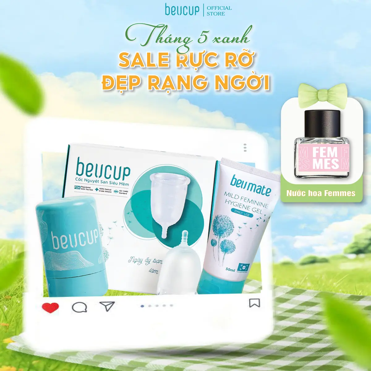 Bộ BEUCUP Cốc Nguyệt San Silicon Nữ, Giúp Chống Tràn, An Toàn, Giảm Thiểu Rò Rỉ - CN601