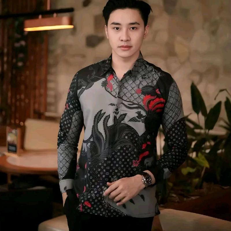 KEMEJA BATIK PRIA FORMAL LENGAN PANJANG MOTIF AYAM UKURAN M L XL XXL 3