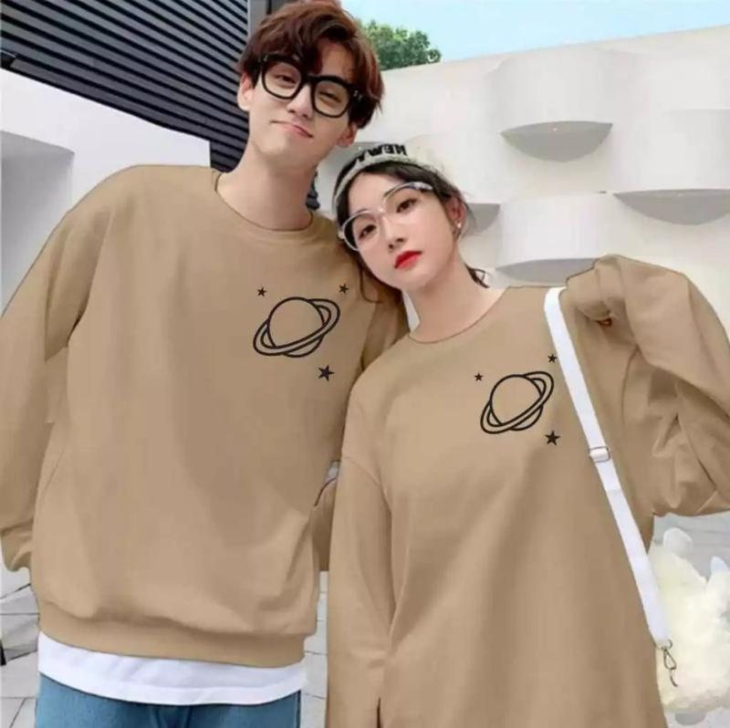 Sweater Kaos Couple Pasangan Motif Logo Planet Saturn Terbaru / Kaos Pria Wanita Lengan Panjang / Baju Sweatshirt Kapelan Cowok Cewek 3