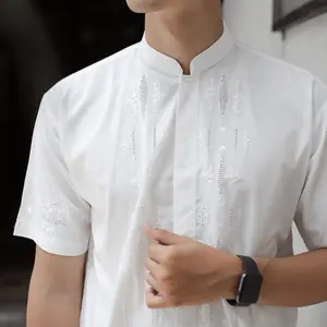 Baju Koko Putih Padang Kerancang Sulaman Suji Terawang Bahan Katun Silky Khas Bukittinggi