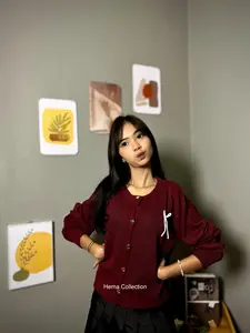 ALEXA CARDIGAN Atasan Wanita berkancing aktif motif polos korean style Knitwear Cewek