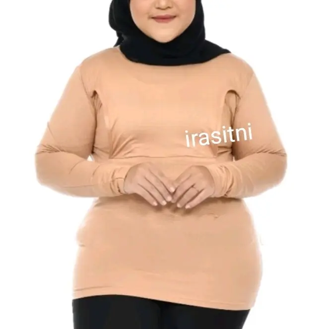 Atasan Polos Manset Baju Busui Lengan Panjang Jersey Inner Maternity