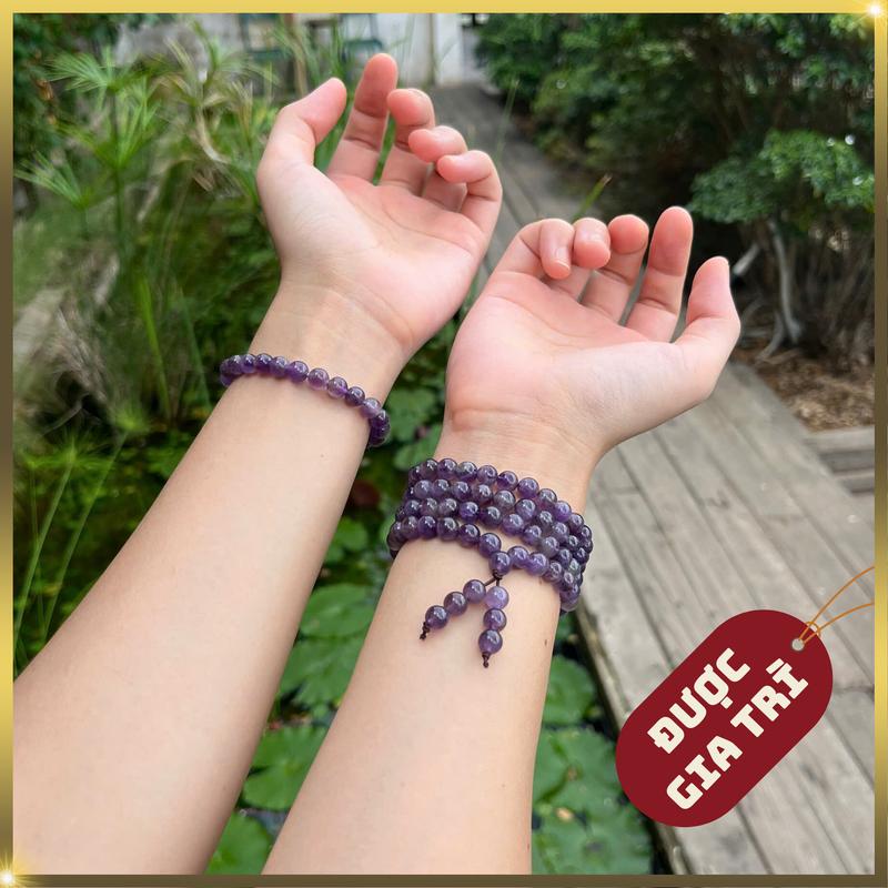  Đá T A Tím Chuỗi 108 Hạt Và Vòng Đơn Đeo Tay Cho Nữ Size Hạt 6li 