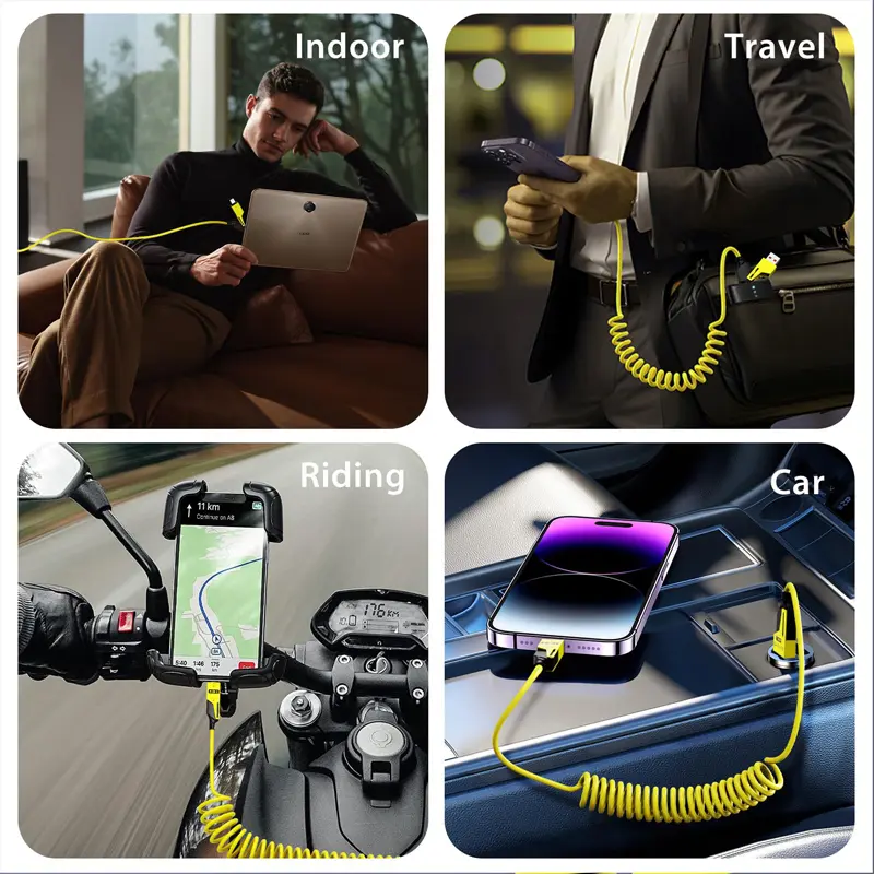 Cáp sạc nhanh USB-C sang Lightning / Type-C, 4 trong 1, Sạc nhanh 65W, Tương thích với Car Play và Android Auto, Thiết kế nhỏ gọn, Sạc nhiều thiết bị, Thích hợp cho iPhone, iPad, Samsung và nhiều thiết bị khác 4