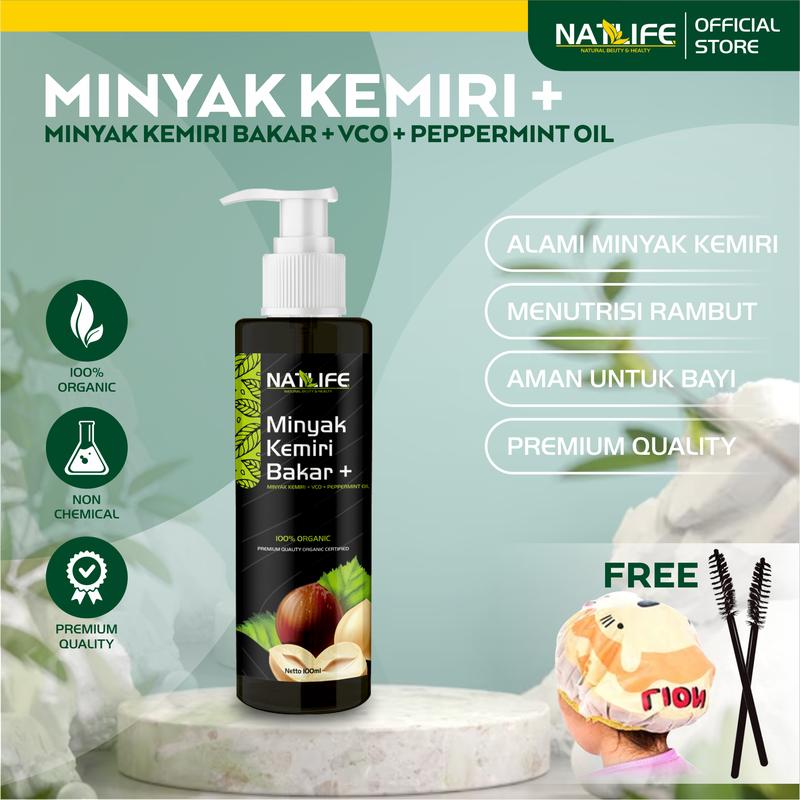 NATLIFE MINYAK KEMIRI BAKAR PLUS (MINYAK KEMIRI + VCO + PEPPERMINT OIL) 100ML 0