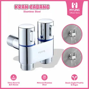 MYUNG Kran Cabang Shower Stainless Steel 1/2 Inch Minimalis Dobel Stop Kran 8818 & 8826