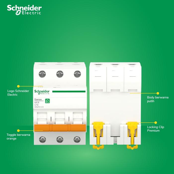Gambar Schneider Electric MCB Domae 3P 10A 6kA Kurva C - DOMF01310 dari Smart Power Solution Kota Administrasi Jakarta Barat Tokopedia