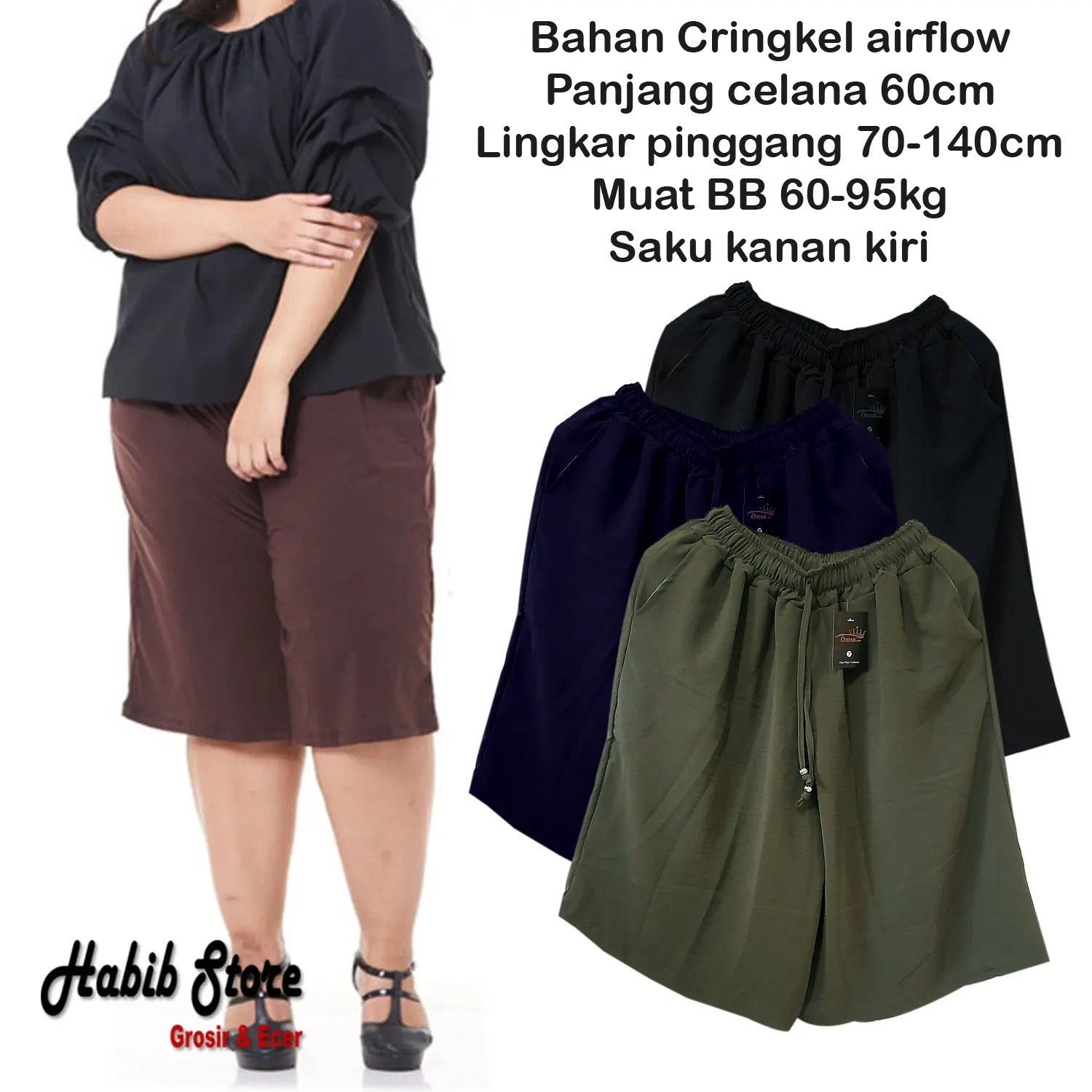 Celana Kulot pendek JUMBO bahan cringkle airflow viral buat santai di rumah High Kantong Nyaman Shorts Crinkle