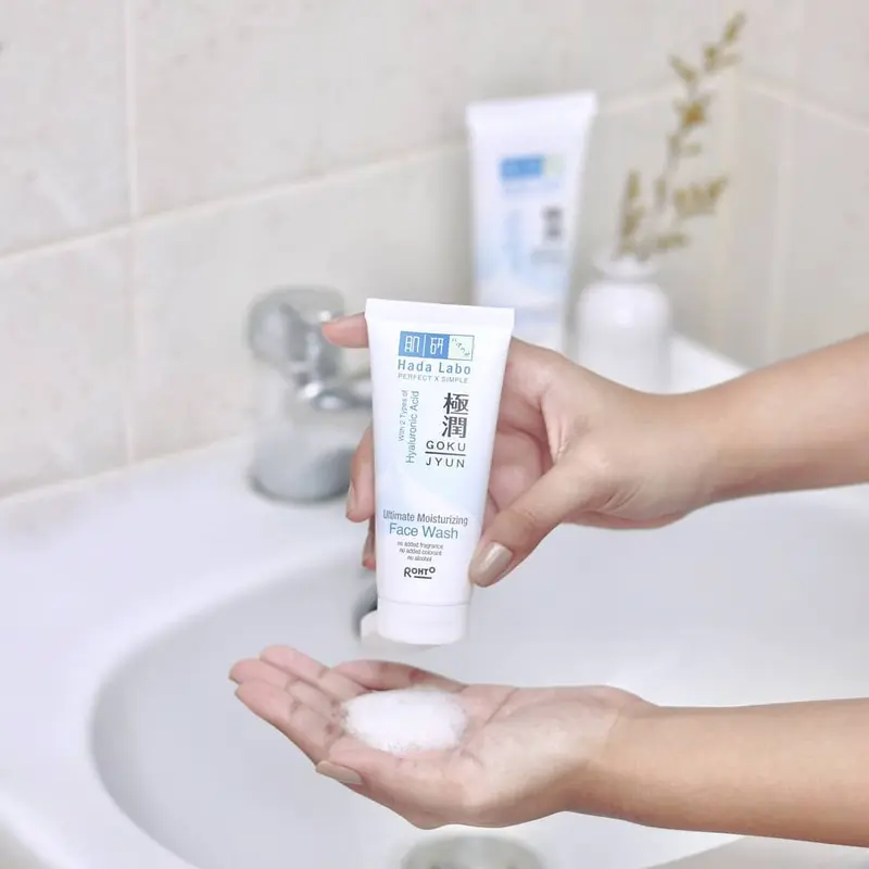 Hada Labo Gokujyun Ultimate Moisturizing Face Wash Hyaluronic Wajah facial pembersih  wajah Acid Kering jerawat 4