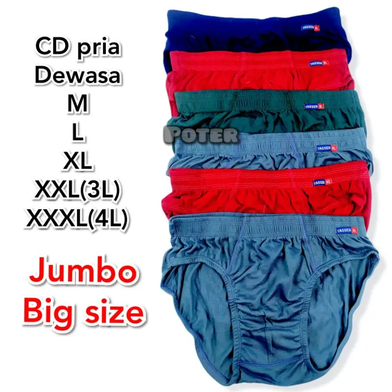 CD celana dalam pria dewasa Yaser katun lembut M L XL XXL XXXL 3L 4L 5L 2XL 3XL JUMBO BIG SIZE GEMUK termurah ukuran REMAJA premium grosir