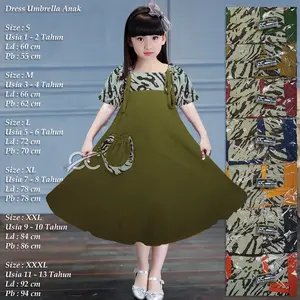 Claressa Collection Homedress Daster Anak Umbrella Motif Macan Tali Serut Lengan Rumbai Usia 1 - 13 Tahun Baju Anak Couple