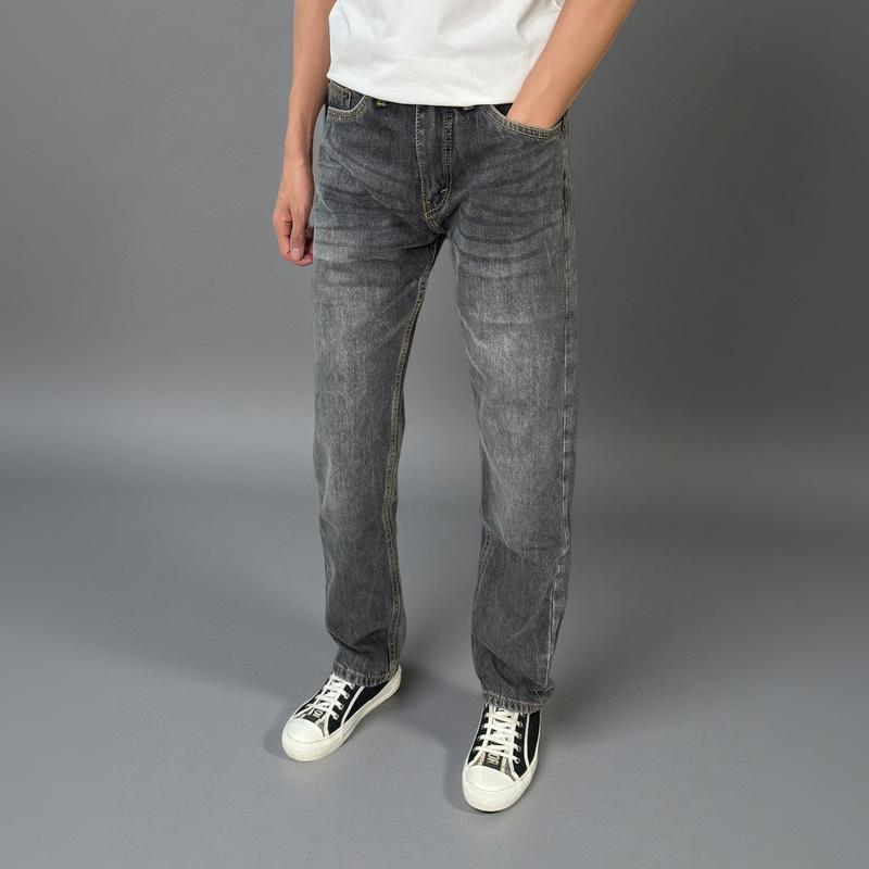 Quần Jean Suông Nam Xám Đậm Wash Bụi Form Suông Trơn Đơn Giản Phù Hợp Cho Đi Làm, Đi Chơi 011 - MR NHA