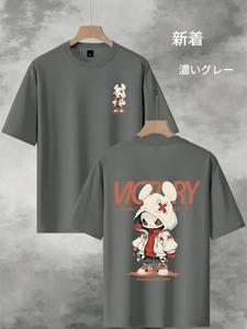 Victory Evil City Mouse Tシャツ、アニメ風のカートゥーン調ウサギ、Xマーク入りグラフィックTシャツ、ストリートウェアデザイン、TikTokでトレンド