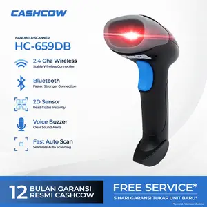 CASHCOW HC-659DB – Scanner Barcode 2D/1D Bluetooth Wireless 2.4G, Auto Scan/Countinus, Plug&Play