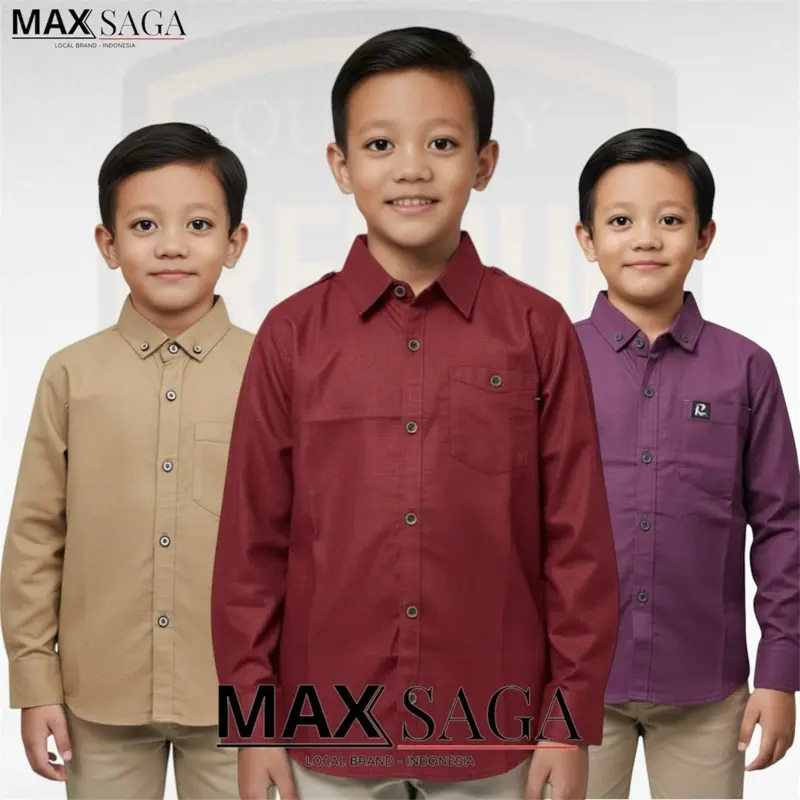 DNSTORE - SIGARET Kemeja Anak Laki-laki Lengan Panjang Bahan Katun Premium Untuk Usia 3-14 Tahun Fashion