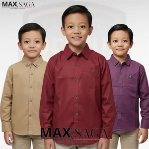 SIGARET Kemeja Anak Laki-laki Lengan Panjang Bahan Katun Premium Untuk Usia 3-14 Tahun Fashion