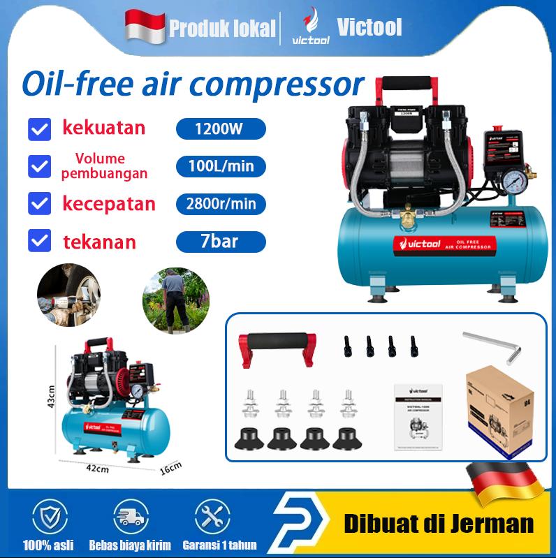 Compressor Angin Victool Kompresor Angin Listrik 100L Tanpa Oli 1200W 2800r/min Silent ...