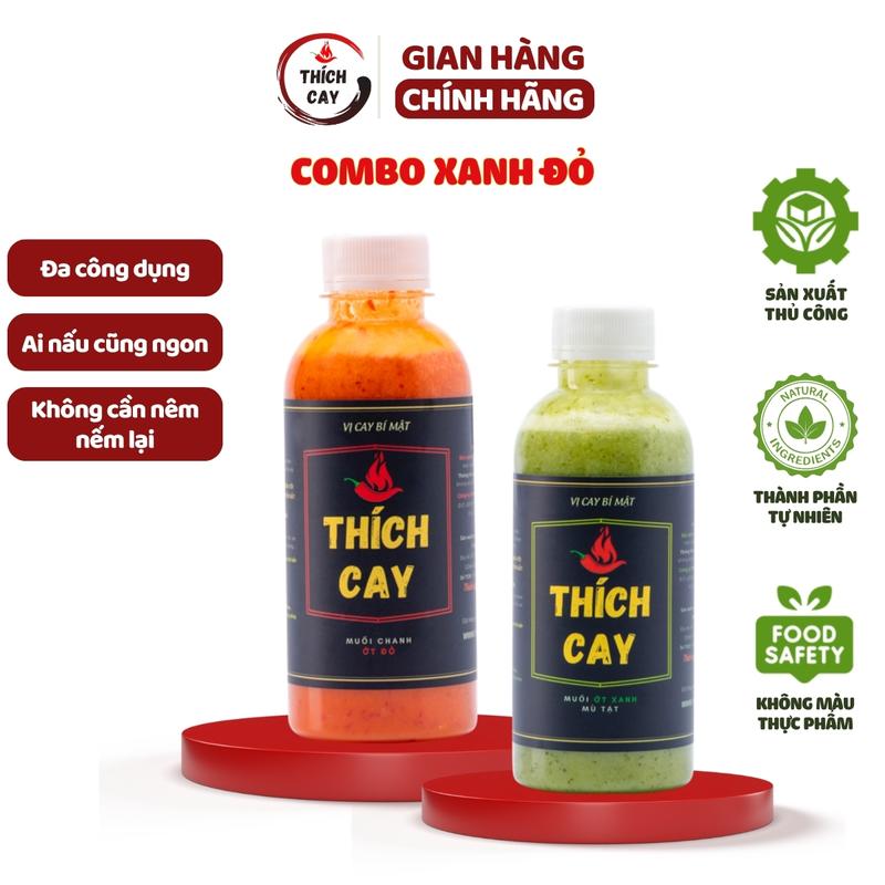 Combo 2 loại Muối ớt xanh mù tạt & Muối chanh ớt đỏ chấm hải sản thịt nướng Gia Vị Nước Sốt
