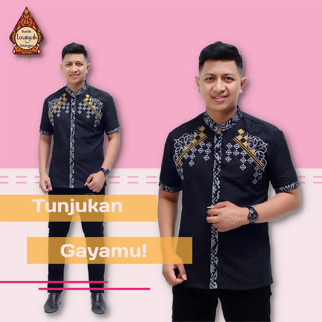 Terbaru Baju Koko Muslim Kombinasi Bordir Exclusive Pria Dewasa 2022 Lengan Pendek Motif Batik Katun Lembut Nyaman