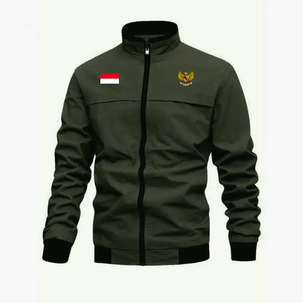 Jaket pria eleganter timnas Bordir Kain Simple Panjang 4