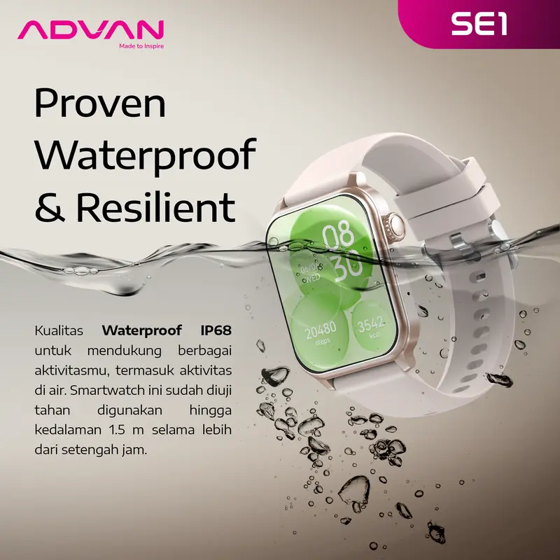 ADVAN Smartwatch SE1 AI Voice Assistant IPS 1.83” Wireless Bluetooth Call Waterproof IP68 600mAh Standby Time up to 30 Days 6