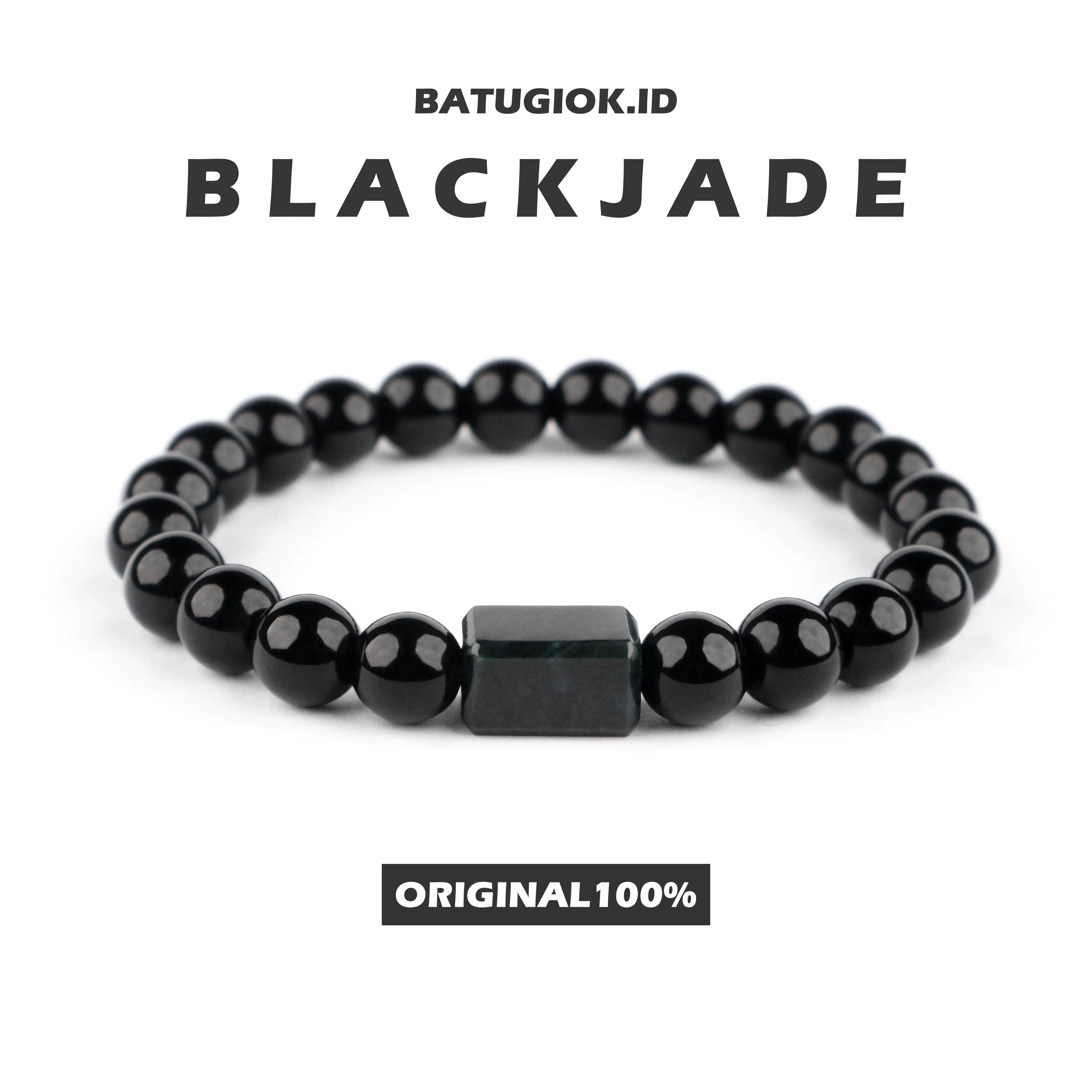 Batugiok.id Gelang Liontin Hitam Glossy Pria Wanita Model Balok Cutting New Arrivals