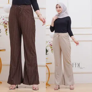 Celana Wanita Flare Pants Celana Panjang Wanita Model Cutbray dengan Bahan Knit Bangkok Premium