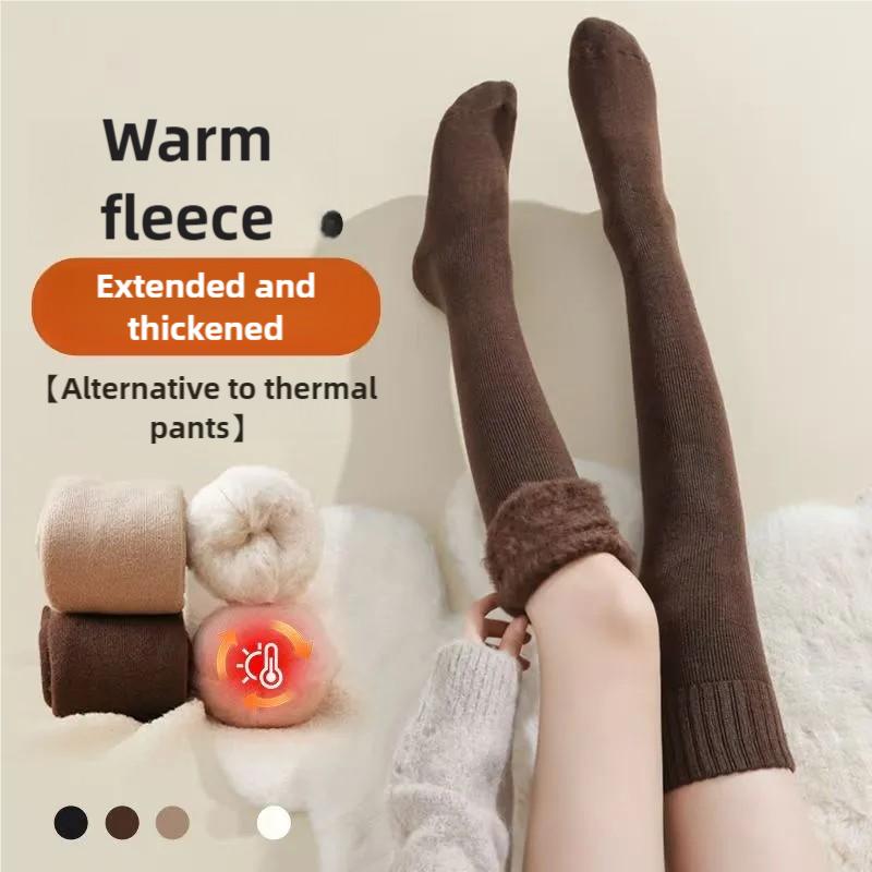 Tất Dài Qua Đầu Gối Cashmere Dành Cho Nữ Lót Lông Cừu Dày Và Ấm Vớ Đùi Terry Đồng Phục Jk Ống Cao Tất Chống Trượt Mùa Thu Và Mùa Đông 1 Đôi