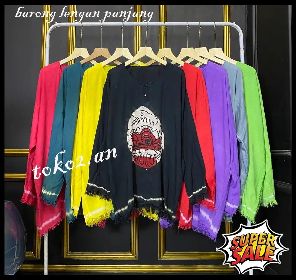 Baju Barong Bali Panjang - Koas Barong Santai - Atasan Pria Dan Wanita - Baju Pantai Katun Rayon
