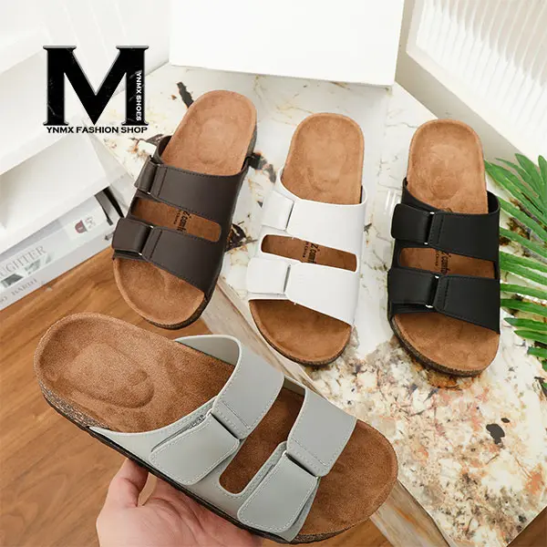COLSI Unisex New Korean Slippers Two Strap Flat Slippers Non-Slip Rubber Fashion Adjustable Strap Black Walking Shoes for Men and Women Footwear Boy Size 40-45 #859-9XL Summer Sandal Comfort Casual Grey Design Onyx