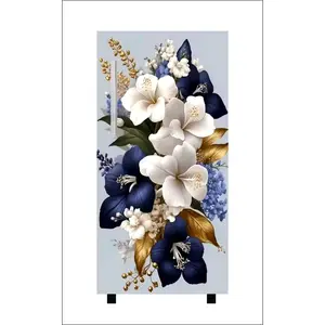 wallpaper stiker kulkas 1 pintu motif kembang terbaru